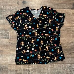 ScrubStar Women’s Scrub Top - Monkey Print